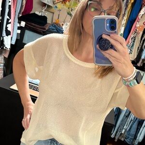 Kori Light Cream Short Sleeve Knit Top